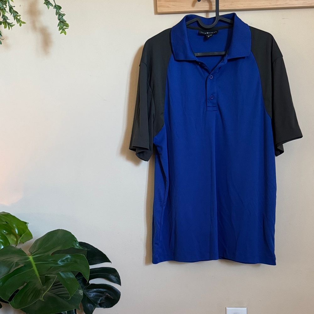 Source Unknown Blue and Black Men's Polo Shirt